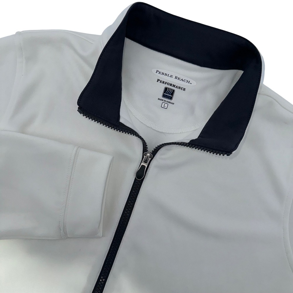 Pebble Beach Performance Mens Full Zip Jacket White Size L Golf Athletic